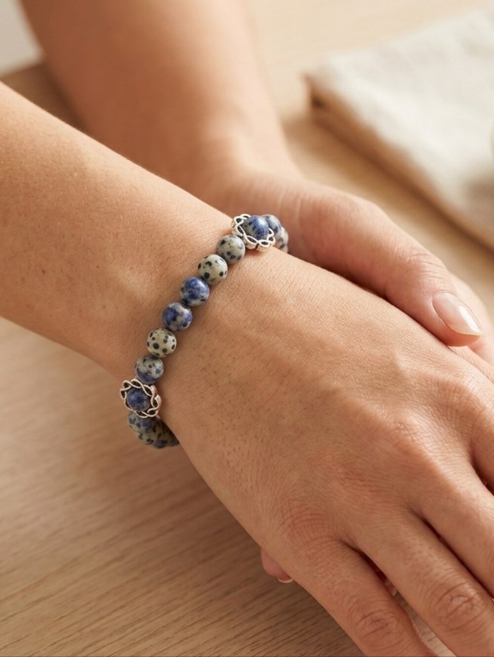 Handcrafted Himalayan K2 Granite Bead Stretch Bracelet
